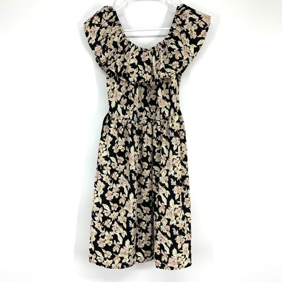 Xhilaration Dresses & Skirts - Xhilaration Dress Black Floral Print Off The Shoulder Mini